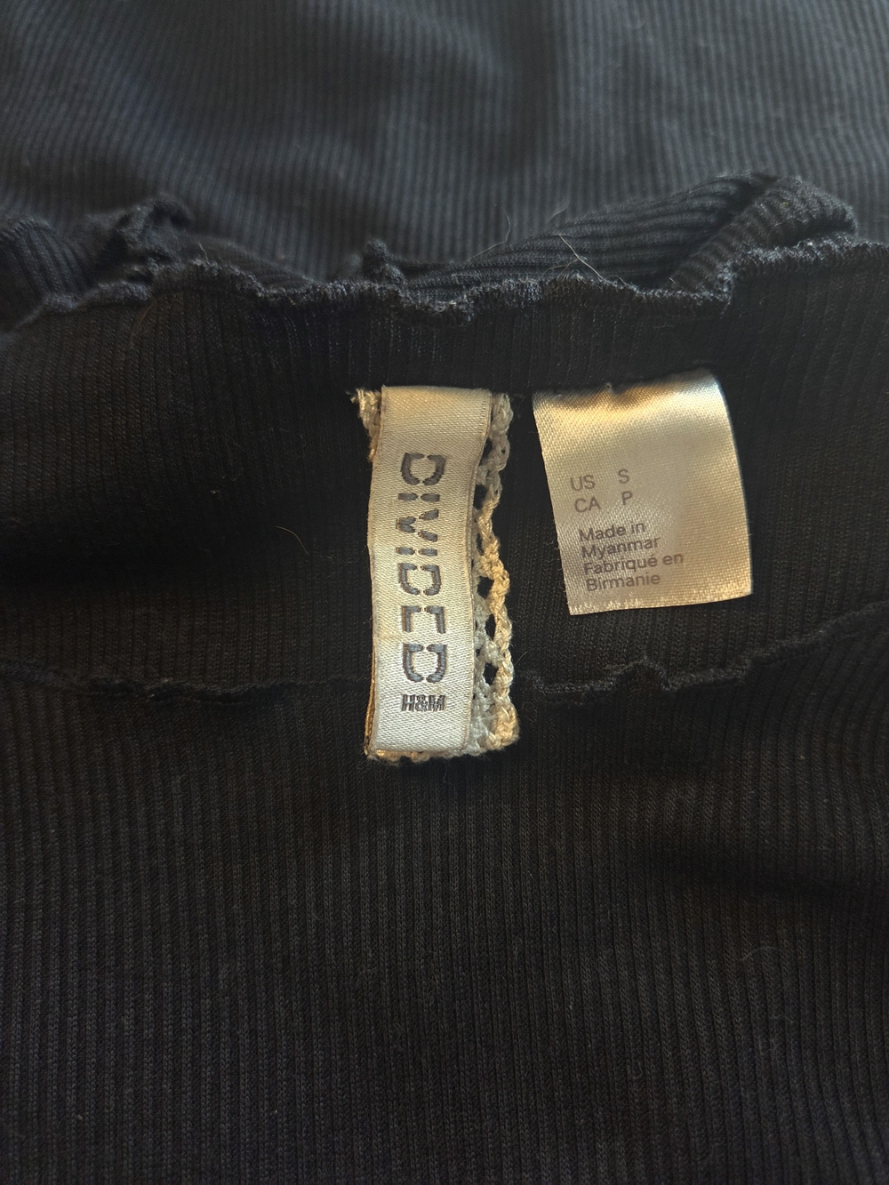 H&M Black Ribbed Long Sleeve Top with Ruffle Edges - Picture 4 of 4